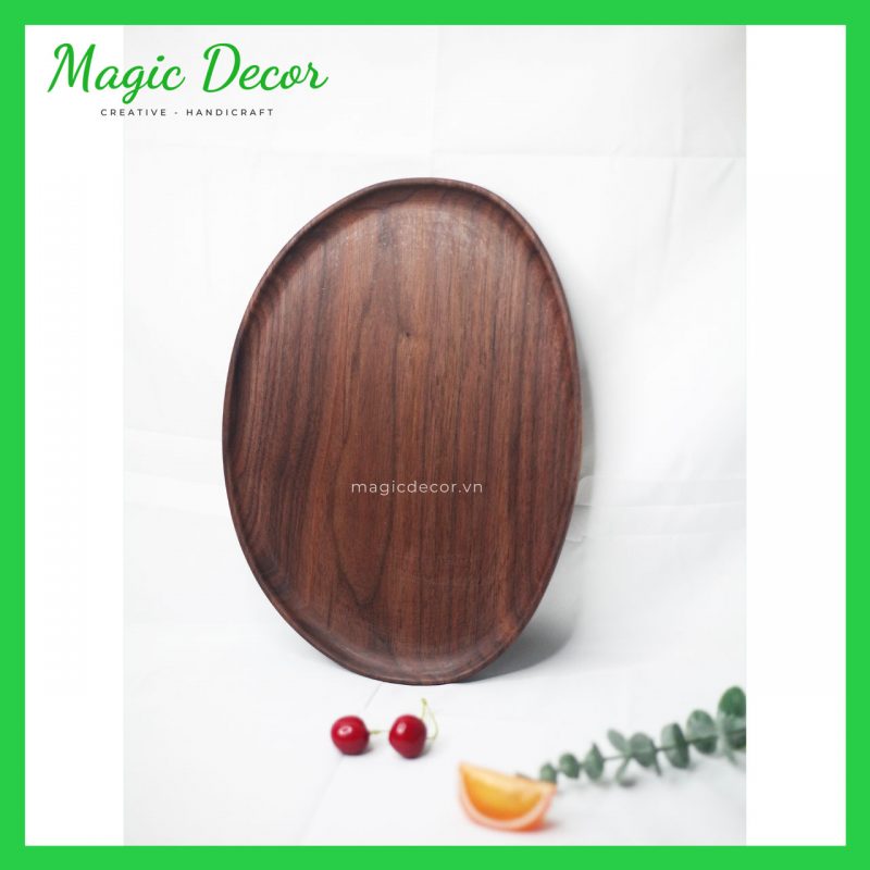 khay gỗ óc chó đựng cốc, đựng ấm chén cao cấp