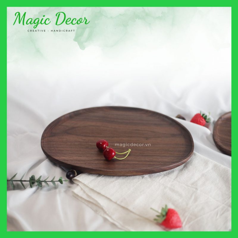 khay gỗ óc chó đựng cốc, đựng ấm chén cao cấp