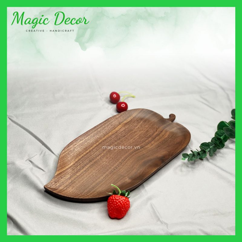 khay gỗ decor trang trí hình lá trầu