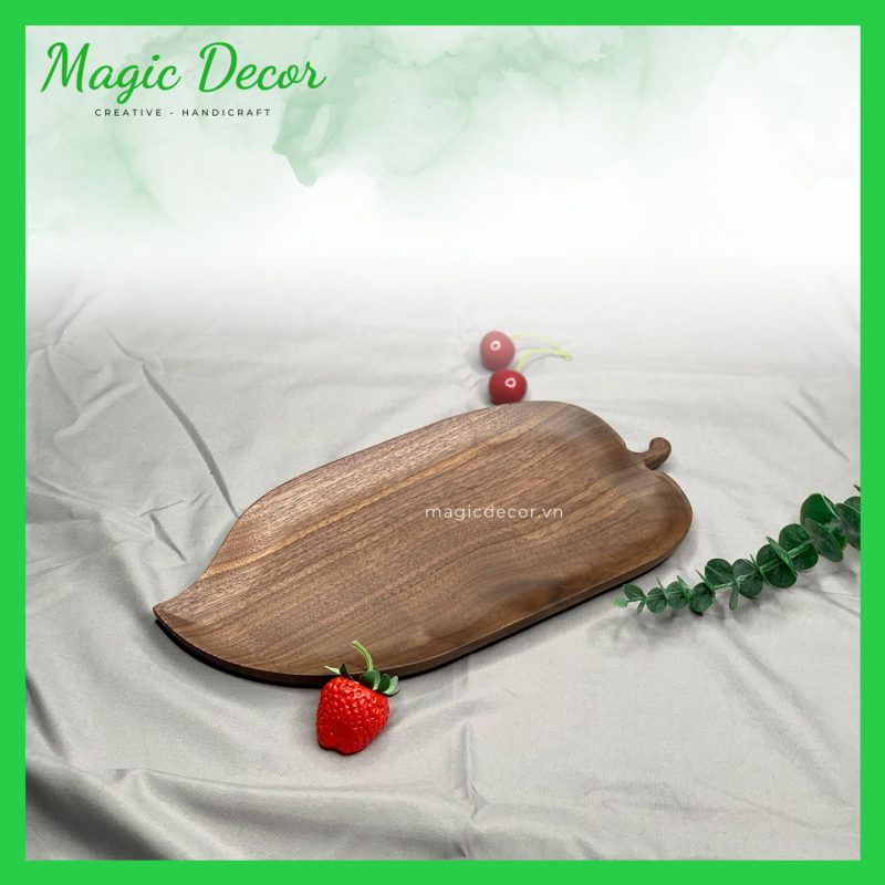 khay gỗ decor trang trí hình lá trầu