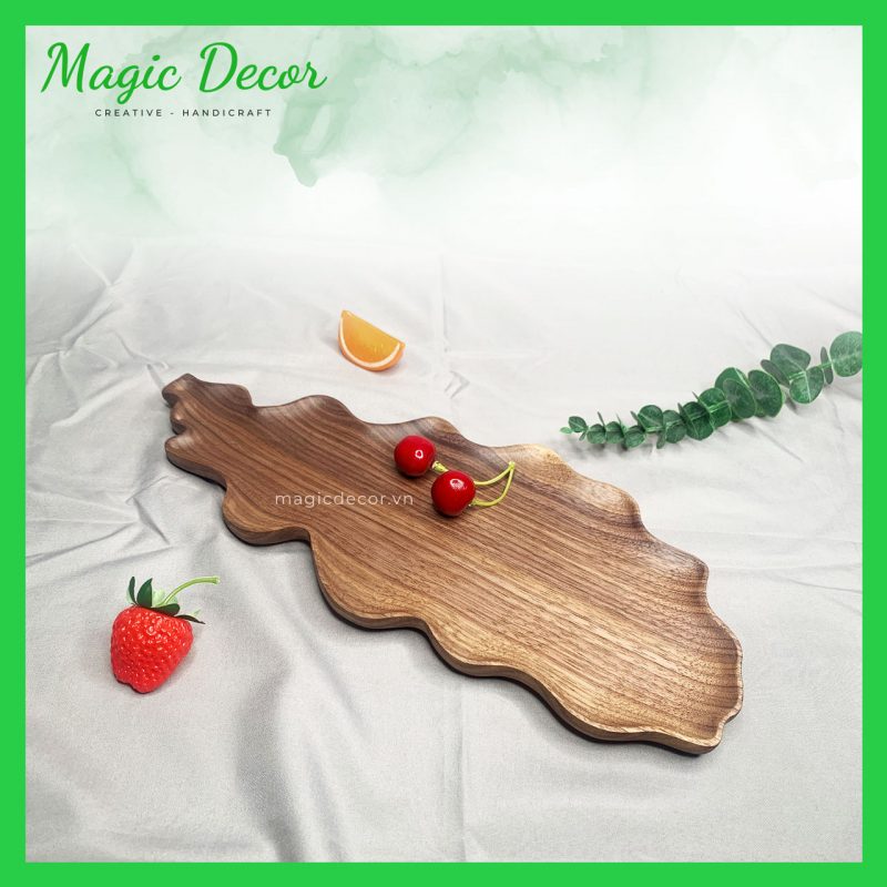 khay gỗ decor trang trí hình lượn sóng