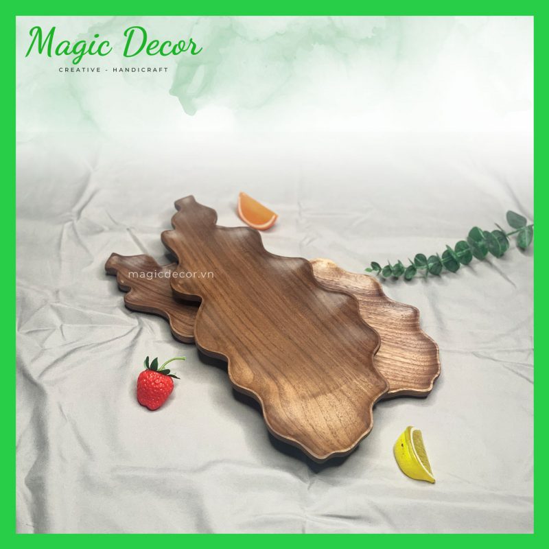 khay gỗ decor trang trí hình lượn sóng