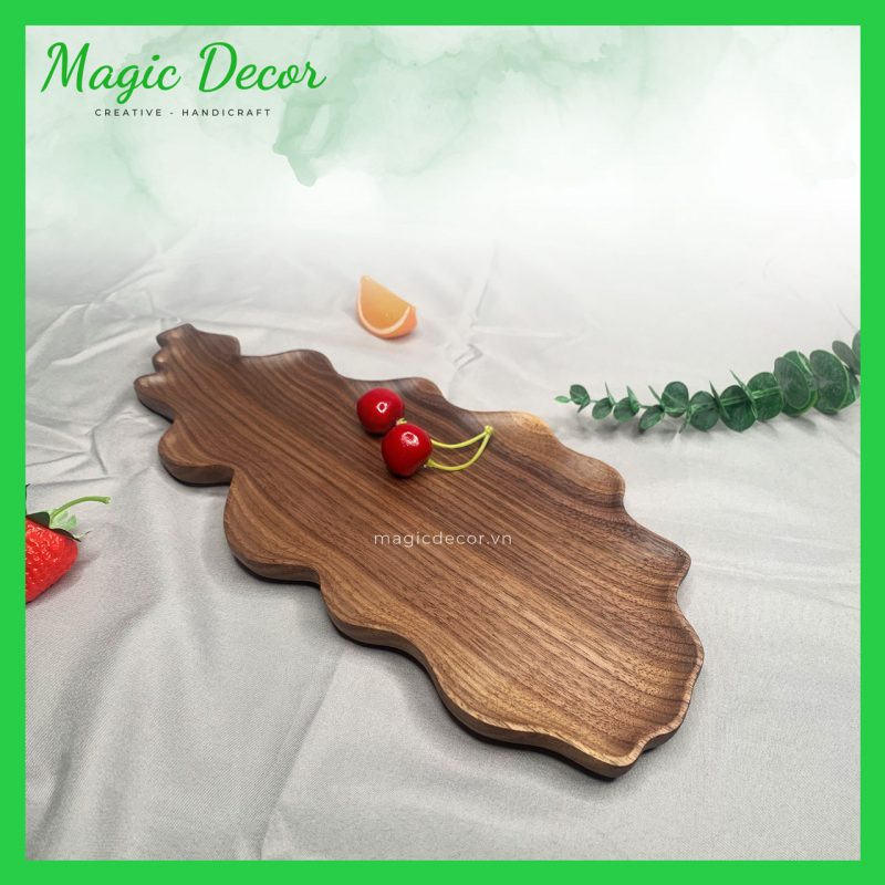 khay gỗ decor trang trí hình lượn sóng